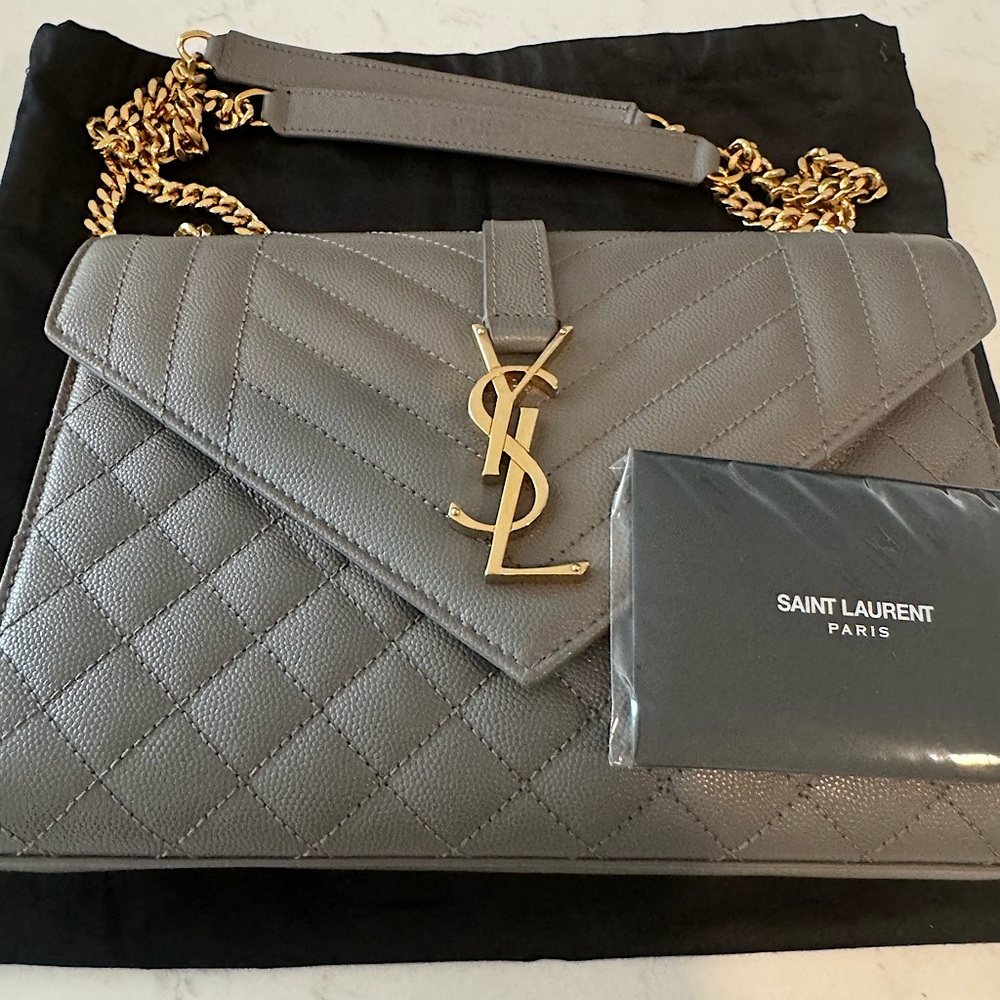 Saint Laurent Envelope Medium Chain Bag in Mix Matelassé